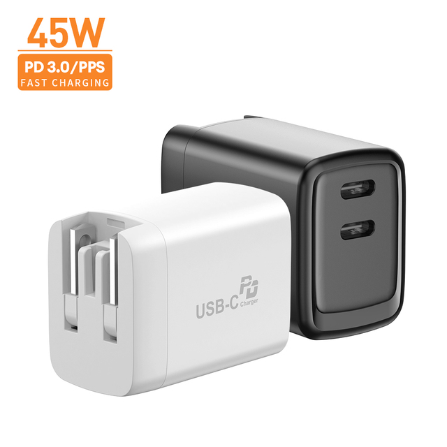OEM 45W Dual Ports Wall Power Adapter Quick Charge Fast Charger for Samsung Mobile Phones Laptops Compatible with EU US Sockets