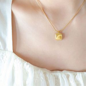 Fine Gold Plated <b>Choker</b> Necklace Stainless Steel square Pendant Necklace - Product Image 4