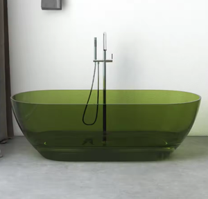 Vasca da Bagno Ovale Moderna in Resina Trasparente, Stile Contemporaneo, Autoportante per Hotel - Product Image 2