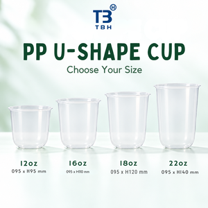 Gobelet en PP en forme de U de 18 oz, PPCS-18, 95 mm, gobelet en plastique PP transparent à fond rond en forme de U, flexible, pour boba, bureau, buffet, support OEM ODM - Product Image 2