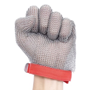 Guantes de seguridad de protección laboral para carniceros de malla de acero inoxidable de <span class=keywords><strong>5</strong></span> dedos 316L, guantes resistentes a cortes, guante de cota de malla - Product Image 1