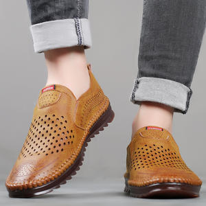 Nouvelles sandales décontractées blanches respirantes en cuir ajouré à enfiler pour hommes, collection été 2026 - Product Image 3