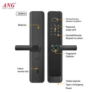 Anit-Thief 3D nhận dạng khuôn mặt ttlock Keyless Khóa cửa kỹ thuật số AA cung cấp pin thông minh mật khẩu vân tay khóa cửa nhôm - Product Image 6