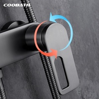 Ensemble de douche complet de luxe en laiton pour salle de bain, avec douchette à main et douche pluie murale, 3 fonctions, pour appartement et projet hôtelier
