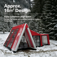 Tente de camping gonflable de luxe 4 saisons pour grande famille, tente tubulaire de glamping, tente de camping extérieure à montage rapide, tente de camp imperméable à la pluie