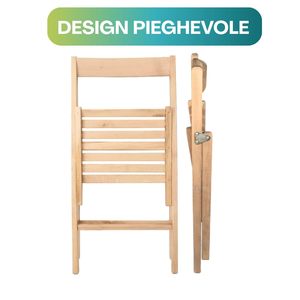Sedie Pieghevoli in Legno di Faggio 42x40x78 Cm per Interni ed Esterni Senza Braccioli - Product Image 3