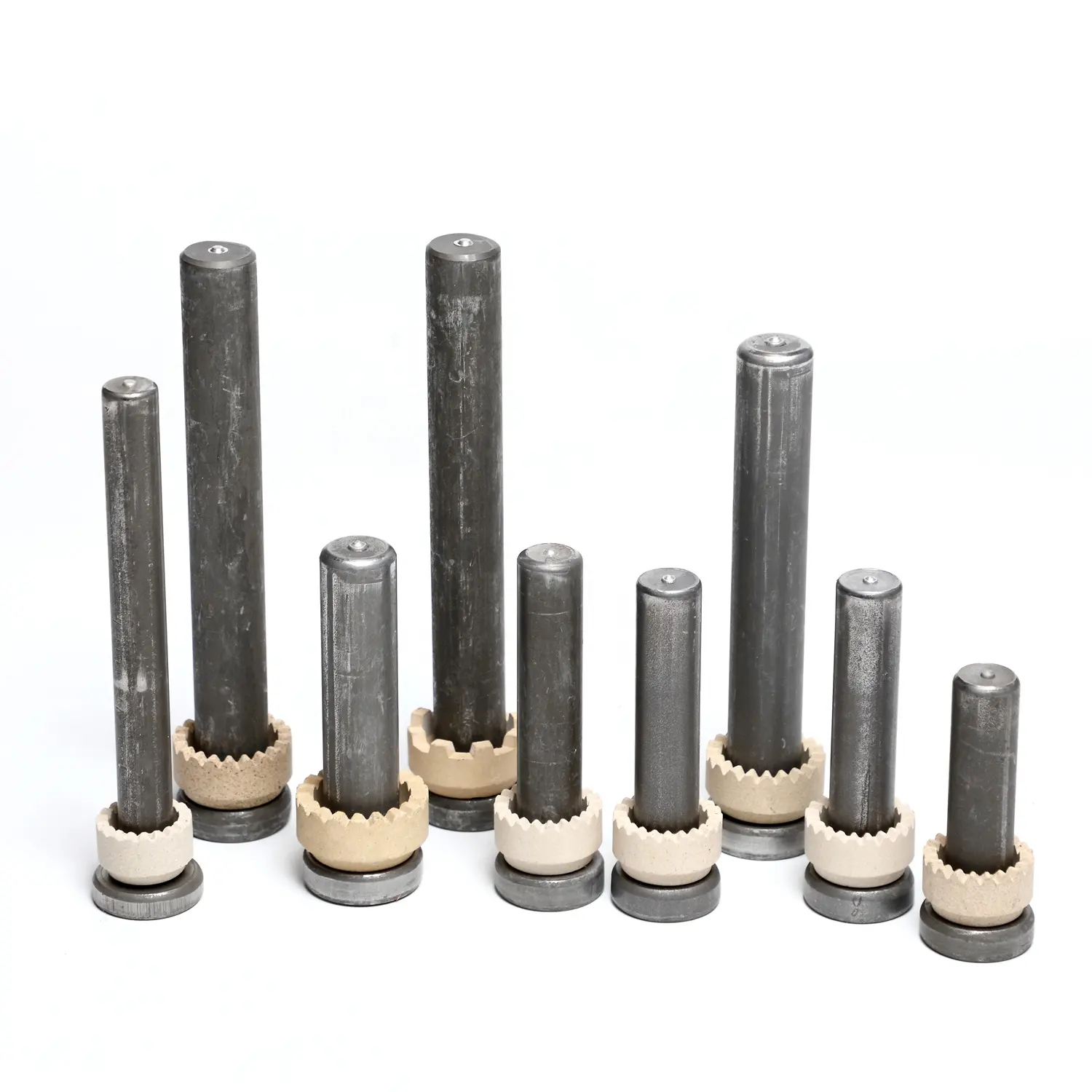 Drawn arc stud welding steel shear connector with ceramic ferrules