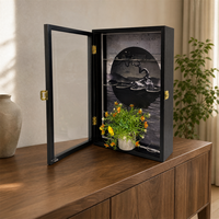Boîte à lumière LED rectangulaire 3D personnalisée OEM, écologique, durable, moderne, avec façade en verre, pour décoration artistique de bureau