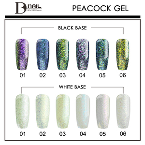 Vernis à ongles BD Peacock Gel 6 nuances de paon exclusives, différents effets sur les bases claires et foncées, à porter <span class=keywords><strong>seul</strong></span> ou en superposition - Product Image 2