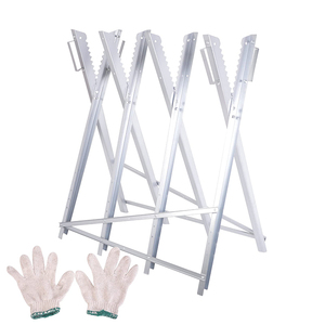 JH-Mech Argent <span class=keywords><strong>Chevalet</strong></span> Pliant Facile à Utiliser 220 Lbs Cadre Unique Design Réglable <span class=keywords><strong>Bois</strong></span> de Chauffage Acier Carbone Scie à Bûches Cheval - Product Image 1