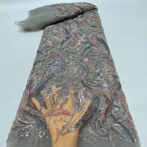 <strong>Heavy</strong> Beaded <strong>Lace</strong> <strong>Fabric</strong> Women Pearls Sequins <strong>Fabric</strong> 3D Beaded Embroidery Tulle Material Luxury African Bridal <strong>Lace</strong> <strong>Fabric</strong> - Product Image 6