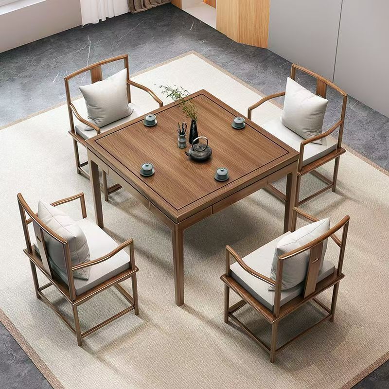 [โต๊ะไม้เนื้อแข็ง * 1, เก้าอี้ * 4] 80*80*75