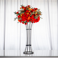 Vase à fleurs noir brillant doré, centre de table pour mariage, décoration de table, support à fleurs en métal de 90 cm de haut