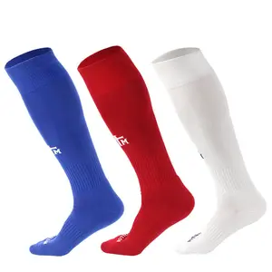 BQ factory nylon calcio antiscivolo calzini personalizzati logo sport calcio calcio sport calzini lunghi uomini rosso blu bianco