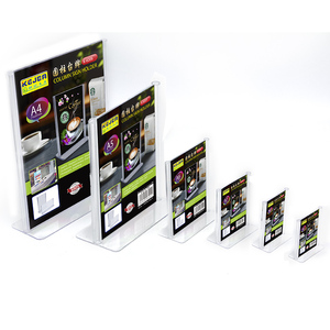 HIIMIEI A5 Acrylic Poster Menu Holder, 6 Pack Table Display Stand Sign Holder, Perspex Freestanding Menu Holder, Upright Double Sided