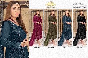 Costume pakistanais le plus vendu avec georgette de renard lourd avec séquence de broderie travail ennuyeux avec pierre - Product Image 6