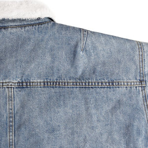 Blouson en jean oversize à manches raglan, style designer, effet vieilli, avec doublure chaude et moelleuse, coupe courte, pour homme - Product Image 5