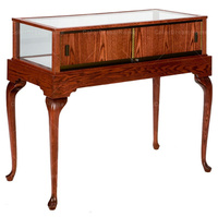 Vitrine à bijoux classique personnalisée en bois massif éclairée par LED armoire à bijoux debout avec verre