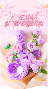 Jouet éducatif nettoyeur de tuyaux <span class=keywords><strong>STEAM</strong></span> Arts décoration bricolage jouet nettoyeur de tuyaux Kits d'artisanat Bouquet de fleurs de lys pour enfants et adultes - Product Image 5