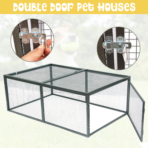 Doppia porta cucciolo di gatto casa di coniglio mobili <span class=keywords><strong>gabbia</strong></span> cane cuccia all'aperto <span class=keywords><strong>gabbia</strong></span> di metallo per animali domestici - Product Image 5