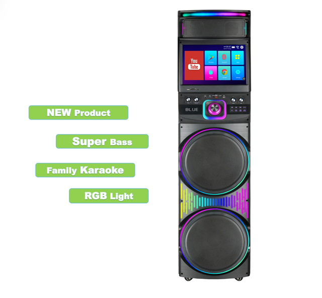 Outdoor Karaoke Speaker GD-1417 Touch Screen RGB LED 1000W /Wi-Fi Built-in Microphone Portable Party Speaker