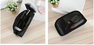Neceser de viaje de malla negra para mujer al por mayor, neceser organizador de cosméticos, neceser pequeño y grande transparente para maquillaje con cierre de cremallera - Product Image 4