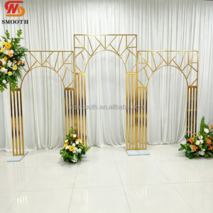 ชุดซุ้มแต่งงานโลหะสีทองหรูหรา ขนาด 8-9 ฟุต แบบถอดประกอบได้ สไตล์โมเดิร์น ทำจากสแตนเลส สำหรับตกแต่งงานแต่งงาน - Product Image 1