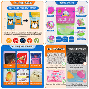 Pochette plastique OEM <span class=keywords><strong>grande</strong></span> taille 5kg 10kg 15kg poignée fond plat fermeture éclair refermable sacs d'emballage alimentaire pour chiens - Product Image 3