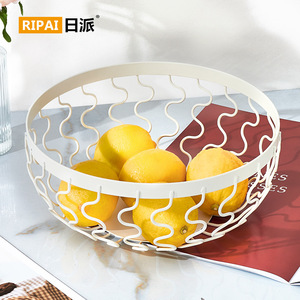 Panier à fruits en fer forgé, panier de rangement rond et durable pour la maison, le salon, la table basse, bol à collation de style nordique - Product Image 3