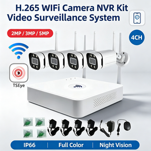 Kit NVR WiFi TSEye 4CH 2MP 5MP, système de caméra de sécurité CCTV avec vision nocturne couleur intégrale, étanche IP66 pour extérieur - Product Image 1