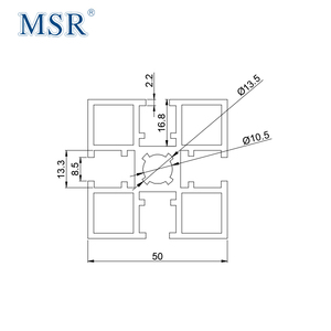 <span class=keywords><strong>Profilé</strong></span> <span class=keywords><strong>en</strong></span> aluminium à double rainure de <span class=keywords><strong>50x50</strong></span> mm, anodisé clair, rainure <span class=keywords><strong>en</strong></span> <span class=keywords><strong>T</strong></span> de 8 mm, <span class=keywords><strong>profilé</strong></span> creux, OB5050F, OB5050A, OB5050B, GB5050C # 8090 - Product Image 2