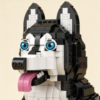 Jouet de construction OEM en gros, modèle Husky Sibérien en ABS, blocs de construction éducatifs créatifs de haute qualité pour enfants, assemblage amusant