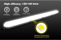 ShineLong IP65 IK09 LED Tri-Proof Light Batten 600mm 1200mm 1500mm Carcasa completa para PC 3 horas Batería de emergencia no tenue para uso en la oficina