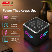 Haut-parleur audio sans fil en forme de cube LED RGB avec logo personnalisé pour les événements de lancement de produits, les cadeaux promotionnels et les kits cadeaux pour les médias