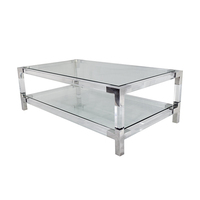 Table Basse Moderne en Acrylique Transparent avec Décoration Métallique – Design Exquis, Qualité Garantie, Meuble Personnalisable – Offre Spéciale
