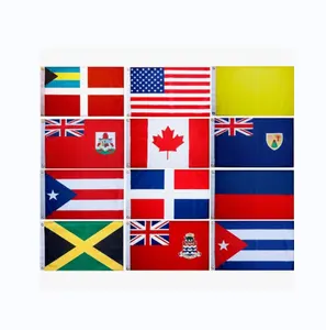 Conjunto de 12 bandeiras de cortesia para EUA, Canadá, Bermudas, Bahamas, Grandes Antilhas bandeiras de jardim bandeiras decorativas dupla face de 12x18 polegadas