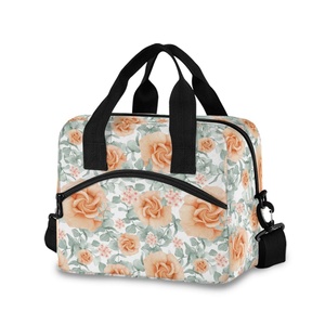 Custom Hawaii Flower Eco Friendly 600D Polyester Soft Portable Thermal Insulated Lunch Bag for Office Travel Picnic - Product Image 1