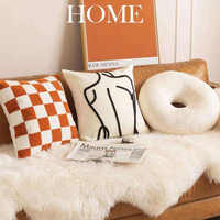 Innermor luxe Orange Plaid Check rayé géométrique chauffé tissé taie d'oreiller et couverture cerf Design cloche noël maison