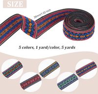 Bande élastique jacquard ethnique 25 mm motif chevrons pour couture décorative DIY, textiles de maison, matériaux pour poignets - Minimum 50 yards