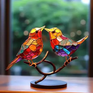 Çift taraflı renkli lekeli kuşlar alaşım süsler kuş serisi alaşım süslemeleri hediyeler kuşlar şube masaüstü süs