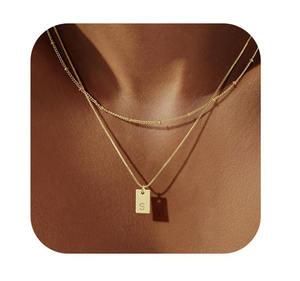 Collana iniziale per le donne, 14K placcato in oro reale a strati lettera ciondolo collana Set di maiuscolo elegante monogramma girocollo alla moda - Product Image 1