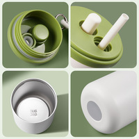 Bouteille d'eau isotherme en acier inoxydable 316 de 400 ml, double paroi, avec cordon et paille, logo personnalisé acceptable, gobelet réutilisable