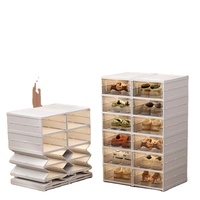 Vente en gros de boîte à chaussures en plastique transparent pour la maison, organisateur, tiroir, rangement, installation gratuite, étagère à chaussures pliable
