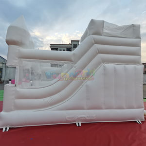 Castillo inflable blanco de doble carril con tobogán, combo de casa de brinco gigante, castillo hinchable - Product Image 3