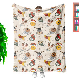 Mới In Giáng Sinh Phim Hoạt Hình Gấu Bé Thoải Mái In Sang Trọng Xmas Chăn Mùa Đông Tùy Chỉnh Điều Hòa Không Khí Sofa Chăn - Product Image 6