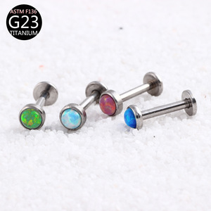 Piercing Labret Unisexe en Alliage <span class=keywords><strong>de</strong></span> Titane F136 avec <span class=keywords><strong>Opale</strong></span> Australienne 09 et Filetage Interne G23 pour Piercing Corporel - Bijoux E-commerce - Product Image 2