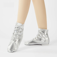 Bottes de danse jazz montantes en PU dorées et argentées à lacets pour femmes BX28, semelle souple, chaussures professionnelles pour la performance et la pratique