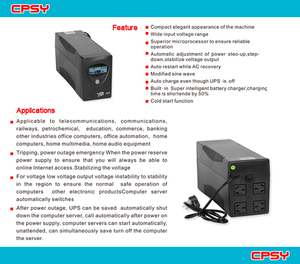 Cpsy <span class=keywords><strong>S</strong></span> <span class=keywords><strong>UPS</strong></span> Loạt 600VA/650VA 360W Dòng Interactine <span class=keywords><strong>UPS</strong></span> - Product Image 4