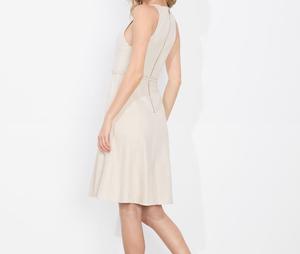 Trendy Beige Halter Neck <strong>Dress</strong> with Waist Tie Suited Weekend <strong>Brunches</strong> - Product Image 5