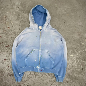 Felpa con Cappuccio Oversize Personalizzata per Uomo, Stile Vintage Sbiadito con Zip, Vestibilità Ampia - Product Image 1